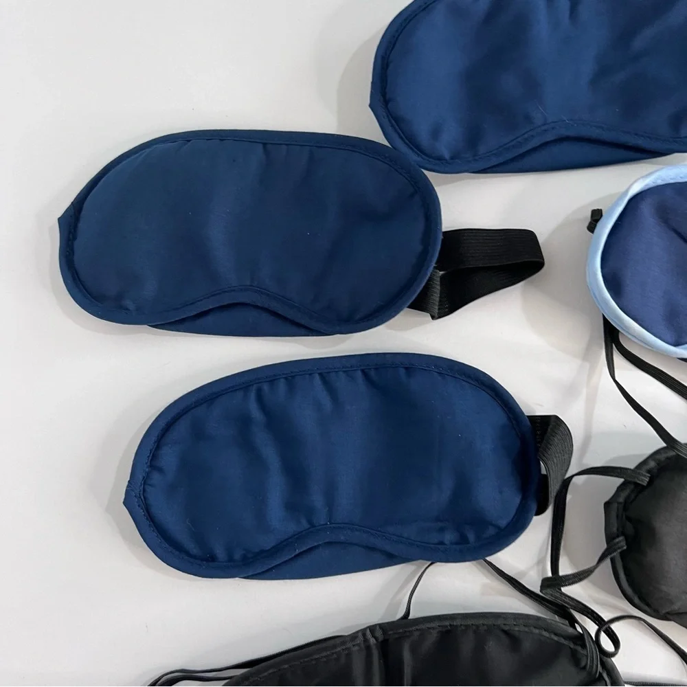 Cotton Sleep Blackout Eye Masks Set of 6 Navy & Black